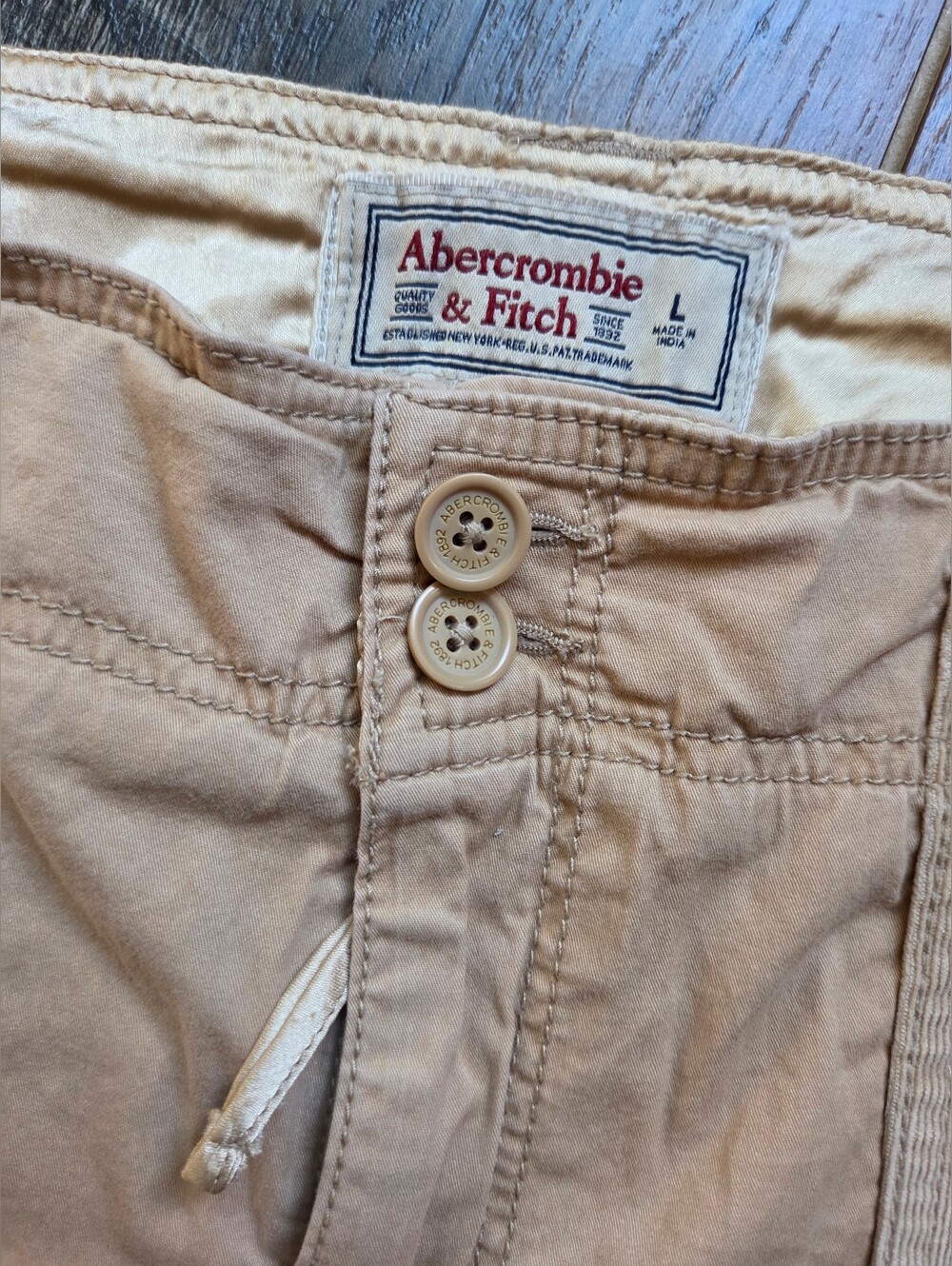 Abercrombie & Fitch Y2K Cargo Micro Mini Skirt Tan Corduroy Patchwork L EUC - Picture 2 of 7